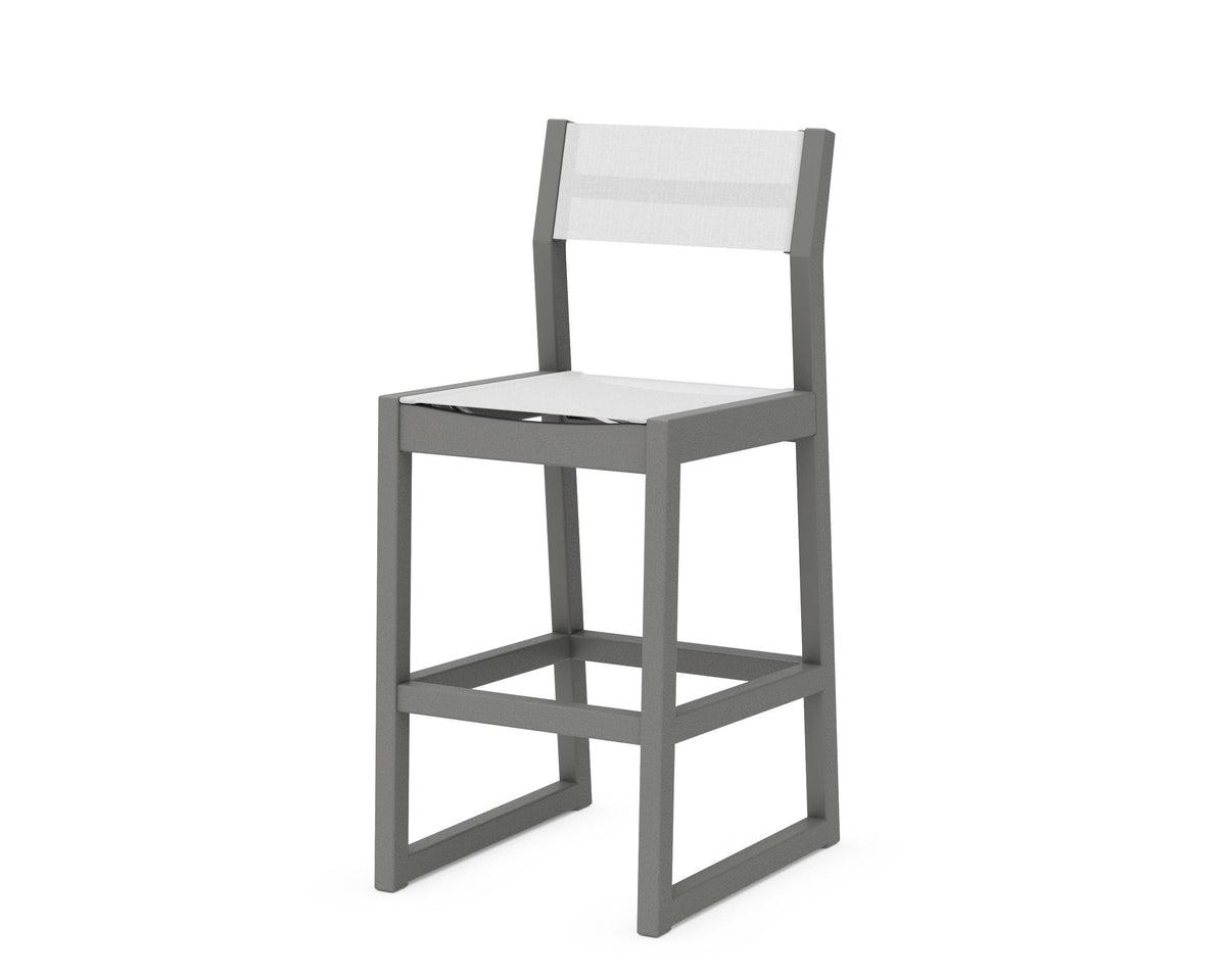 POLYWOOD EDGE Sling Bar Side Chair in Slate Grey / White