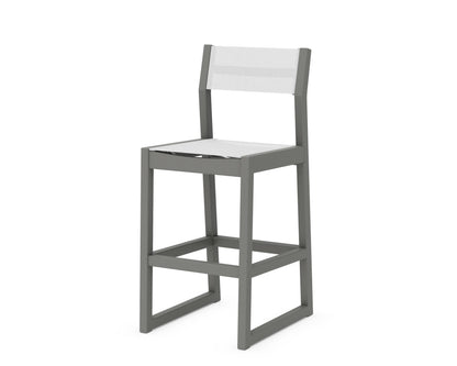 POLYWOOD EDGE Sling Bar Side Chair in Slate Grey / White