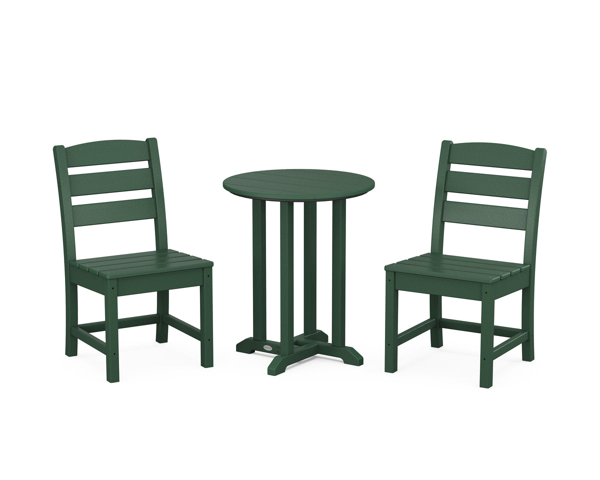 POLYWOOD Lakeside Side Chair 3-Piece Round Bistro Dining Set in Green