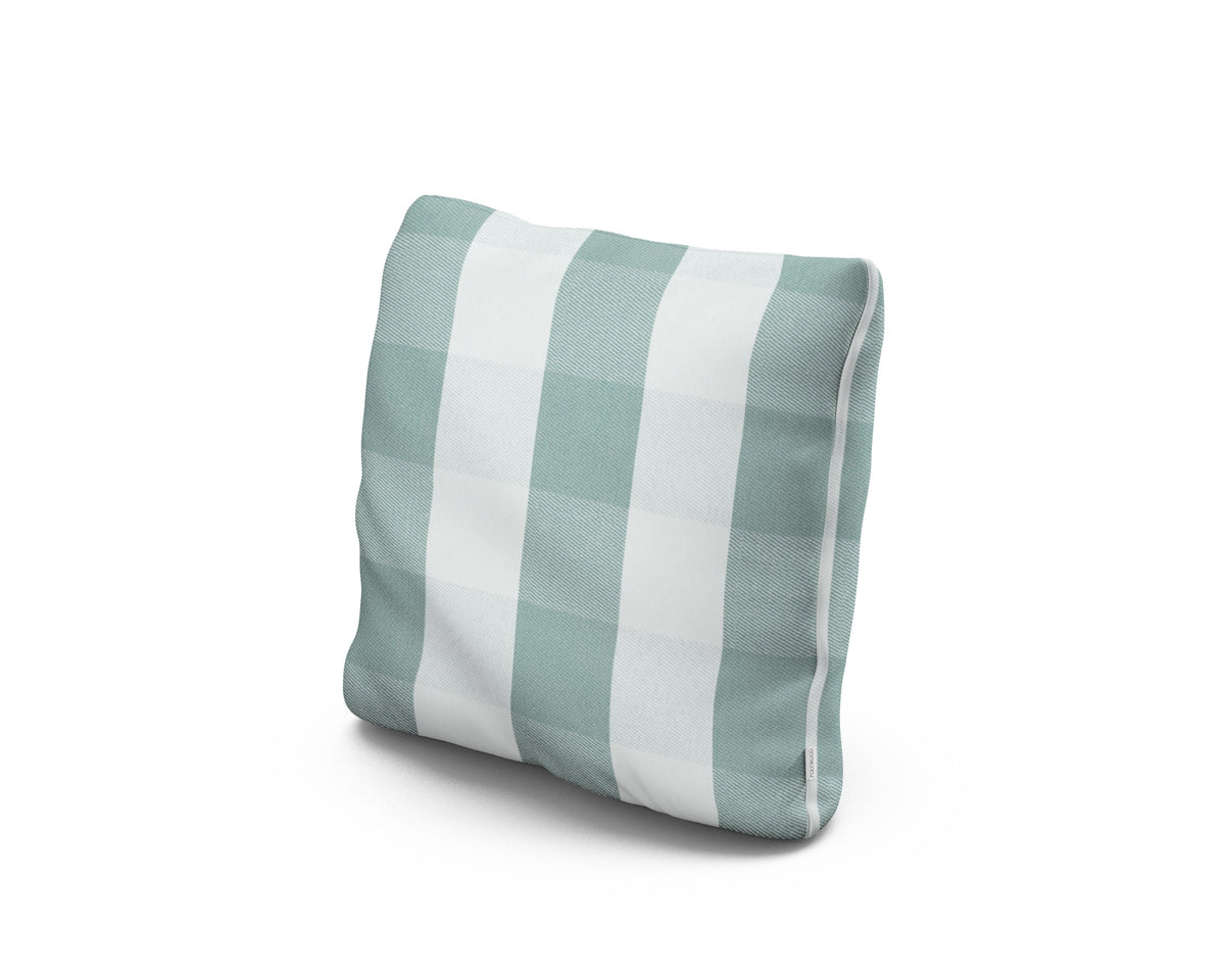 POLYWOOD 16" Outdoor Throw Pillow in Buffalo Plaid Glacier Spa