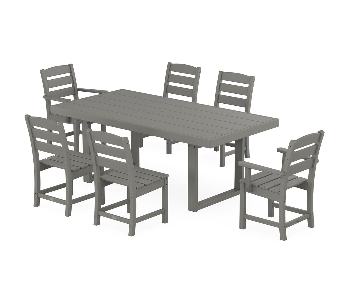POLYWOOD Lakeside 7-Piece Dining Set - 39" x 78" Table in Slate Grey