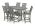 POLYWOOD Country Living Wovendale Arm Chair 7-Piece Farmhouse Bar Set with Trestle Legs in Slate Grey