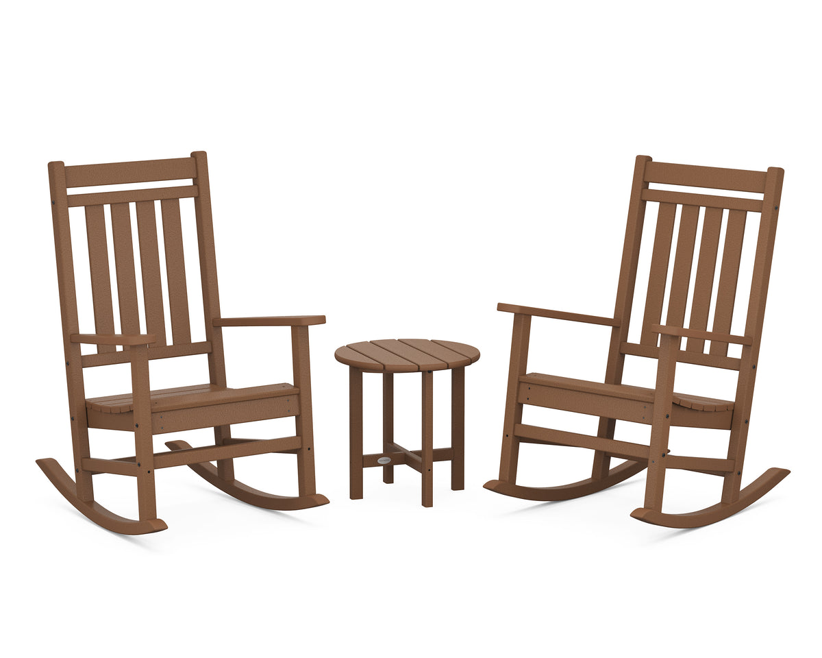 POLYWOOD Estate 3-Piece Rocking Chair Set in Teak