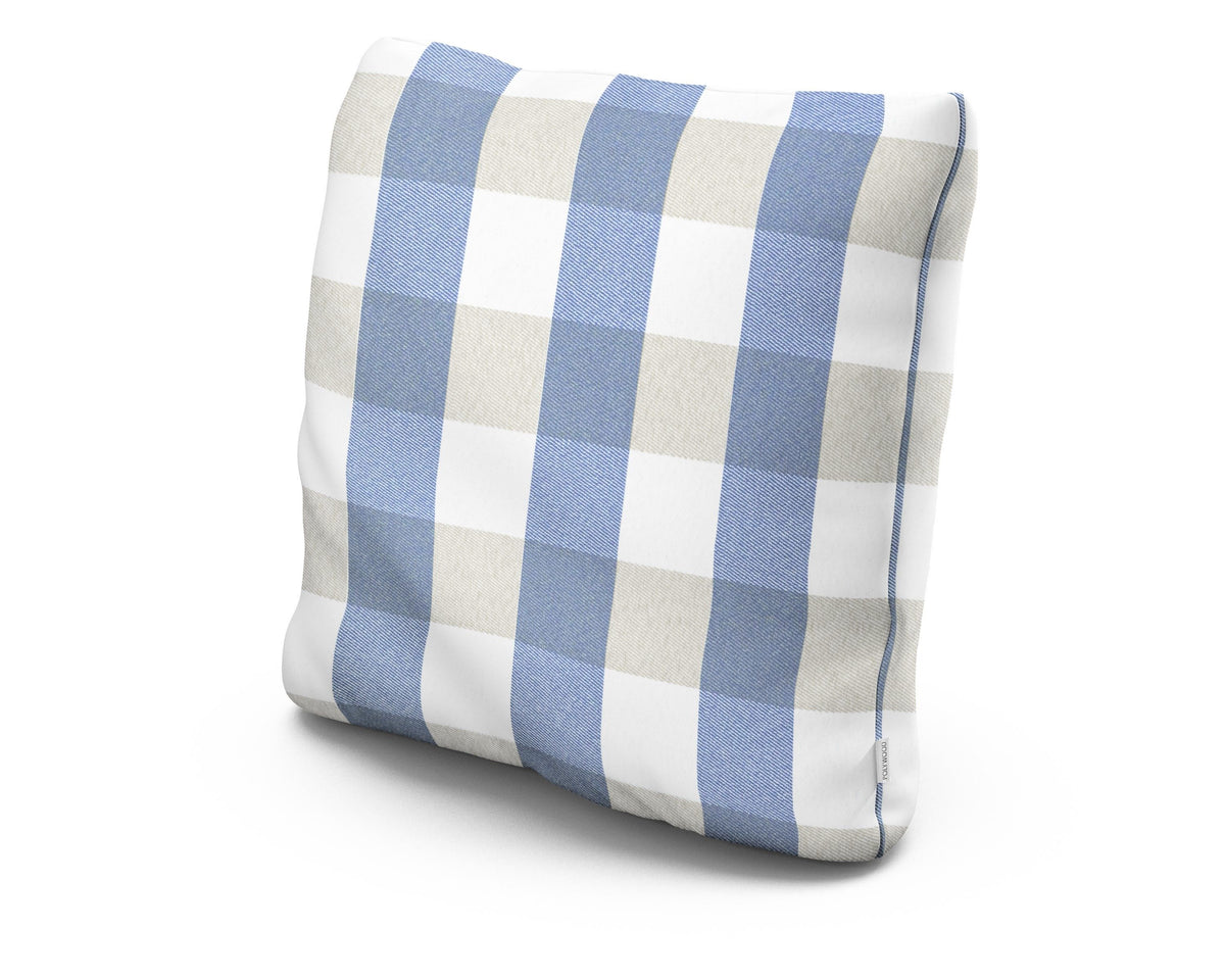 POLYWOOD 20" Outdoor Throw Pillow in Buffalo Plaid Sky Blue
