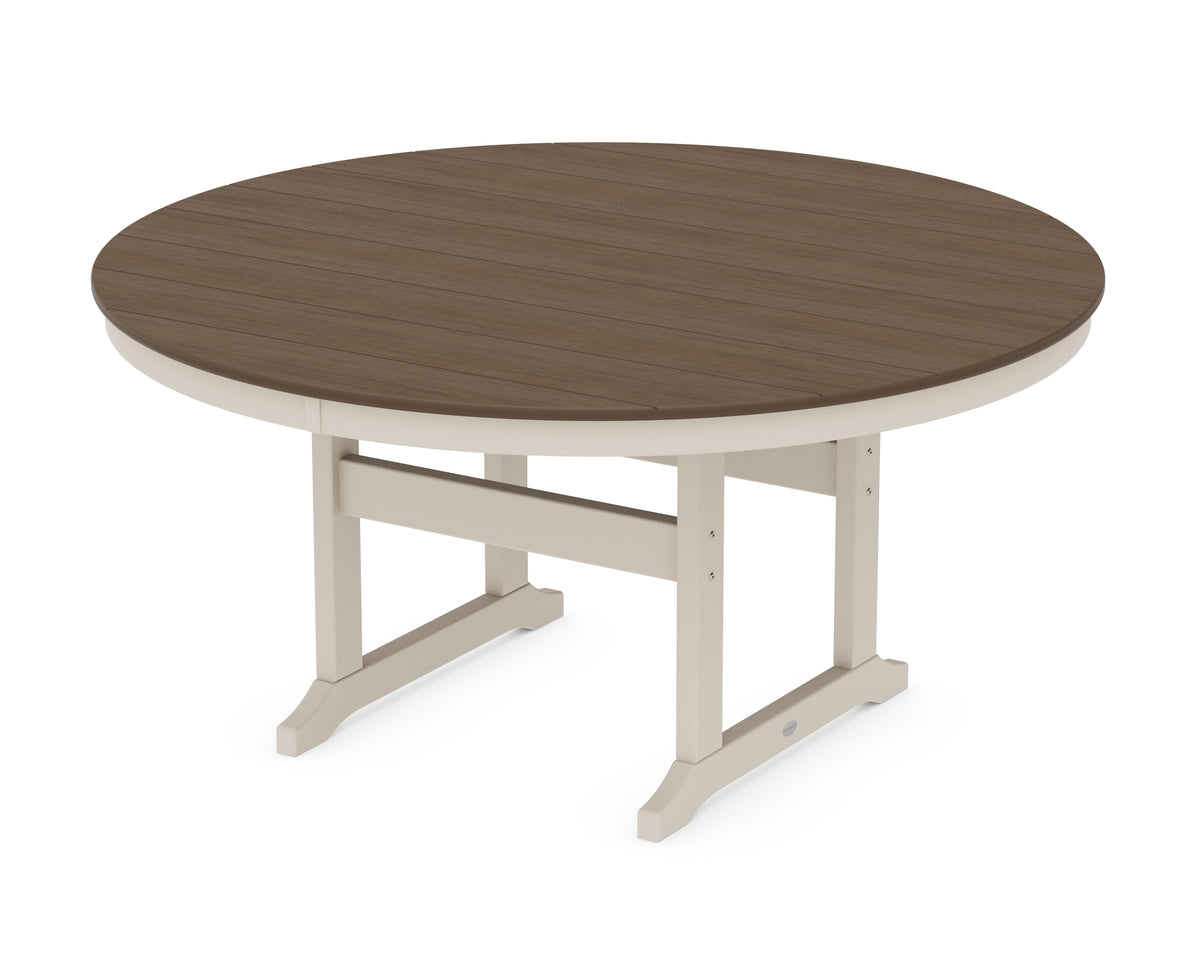 POLYWOOD 60" Round Farmhouse Dining Table in Sand / Kona