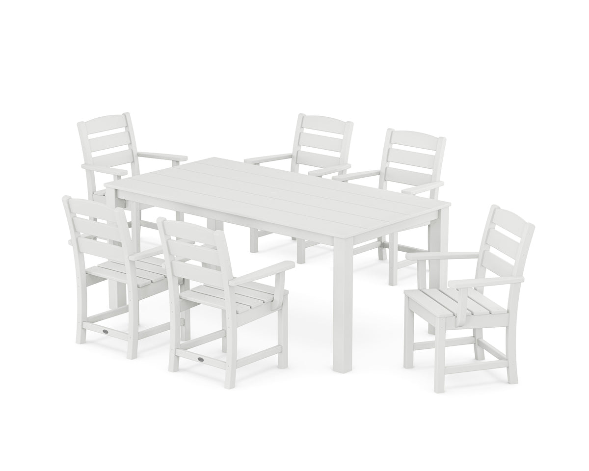 POLYWOOD Lakeside Arm Chair 7-Piece Parsons Dining Set in White