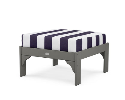 POLYWOOD Vineyard Deep Seating Ottoman in Slate Grey / Cabana Stripe Navy