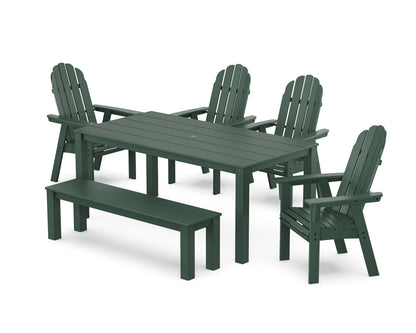 POLYWOOD Vineyard Curveback Adirondack 6-Piece Parsons Dining Set with Bench in Green