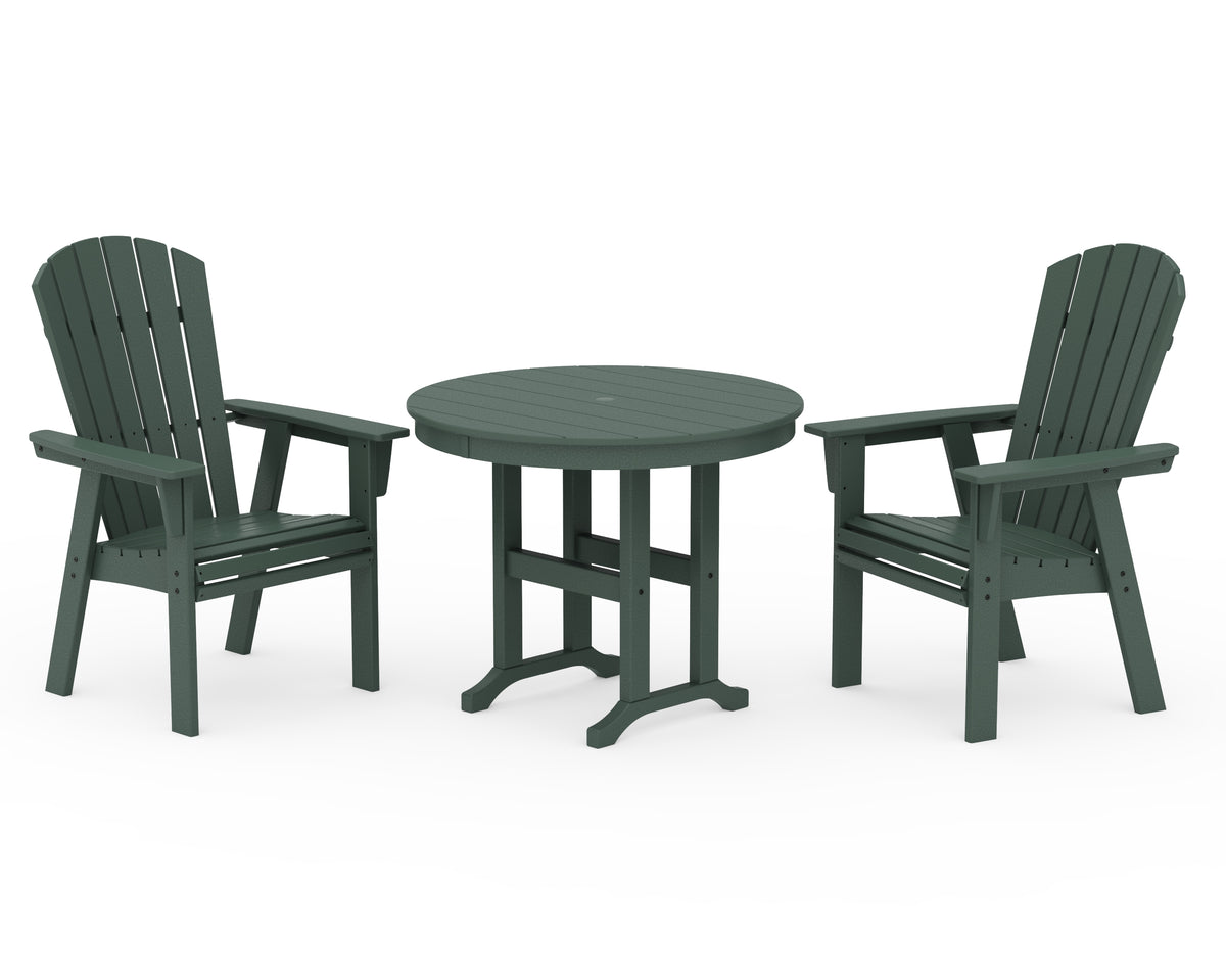 POLYWOOD Nautical Adirondack 3-Piece Round Dining Set in Green