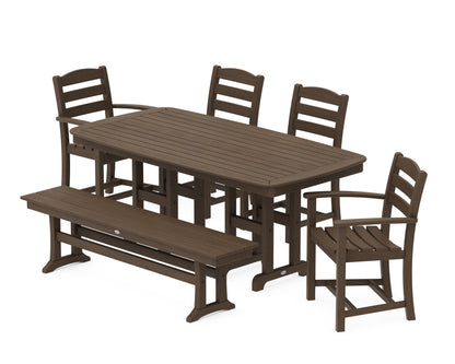 POLYWOOD La Casa Café 6-Piece Dining Set with Bench - 37" x 72" Table in Kona