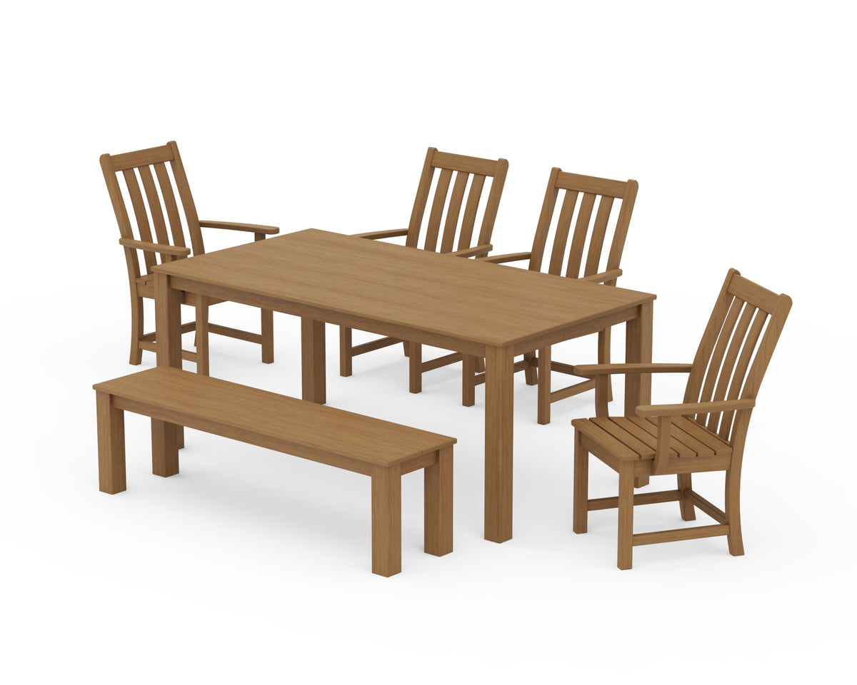 POLYWOOD Vineyard 6-Piece Parsons Dining Set with Bench in Natural