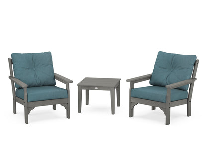POLYWOOD Vineyard 3-Piece Deep Seating Set in Slate Grey / Ocean Teal
