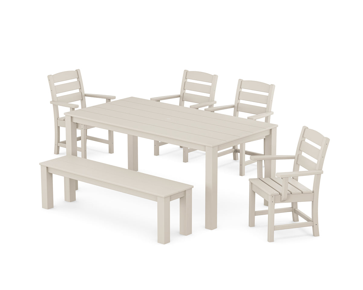 POLYWOOD Lakeside 6-Piece Parsons Dining Set with Bench in Sand