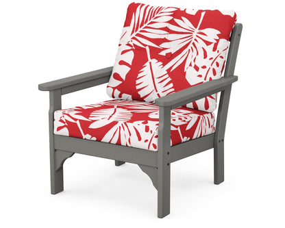 POLYWOOD Vineyard Deep Seating Chair in Slate Grey / Leaf Crimson
