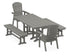 POLYWOOD Nautical Curveback Adirondack 5-Piece Farmhouse Dining Set with Benches in Slate Grey