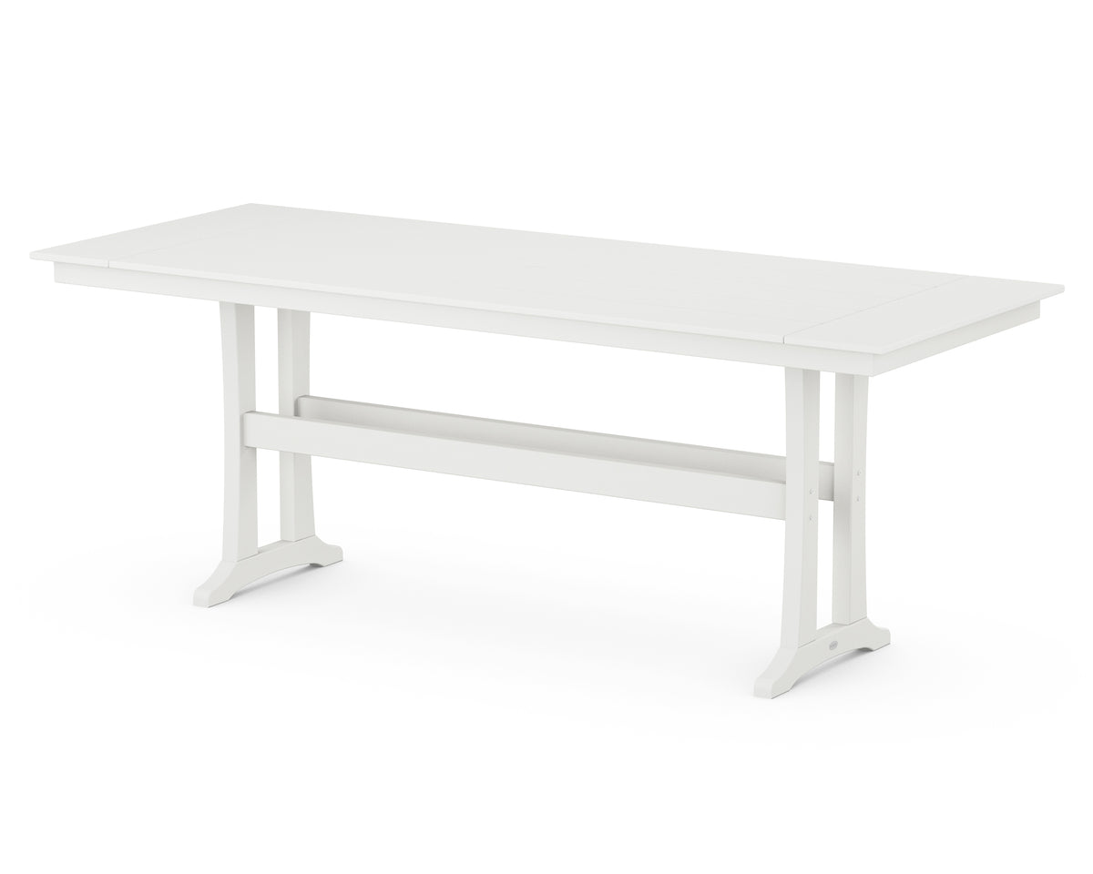 POLYWOOD Farmhouse Trestle 38" x 96" Counter Table in Vintage White