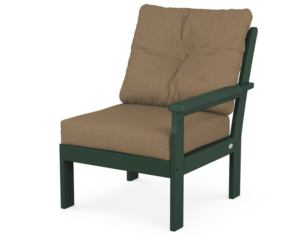 POLYWOOD Vineyard Modular Right Arm Chair in Green / Sesame