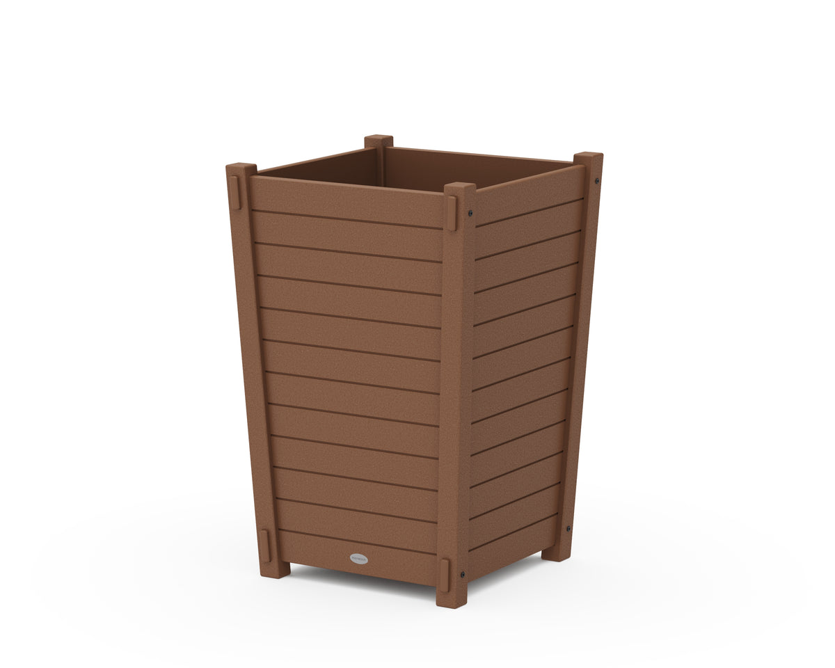 POLYWOOD Nautical Large Tapered Square Planter Box in Teak