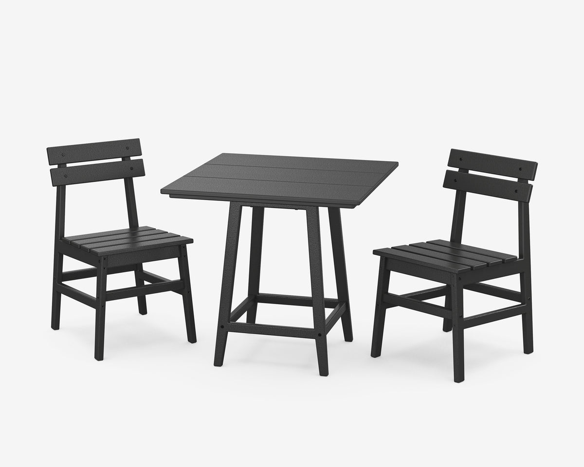 POLYWOOD Modern Studio Plaza Chair 3-Piece Bistro Dining Set in Black
