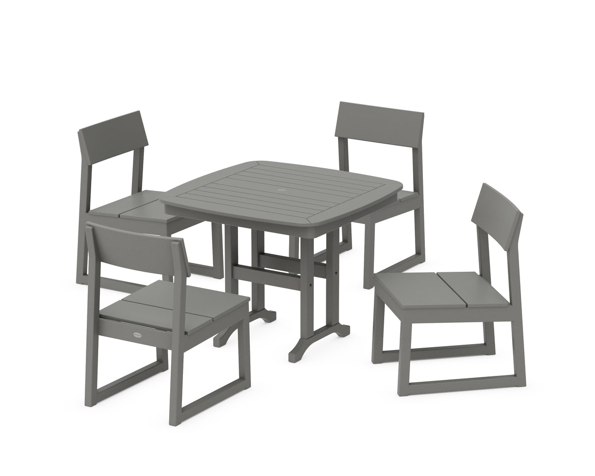 POLYWOOD EDGE Side Chair 5-Piece Dining Set in Slate Grey