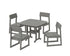 POLYWOOD EDGE Side Chair 5-Piece Dining Set in Slate Grey