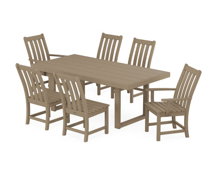 POLYWOOD Vineyard 7-Piece Dining Set - 39" x 78" Table in Vintage Sahara