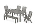POLYWOOD Nautical Folding Highback Chair 6-Piece Parsons Dining Set with Bench in Slate Grey