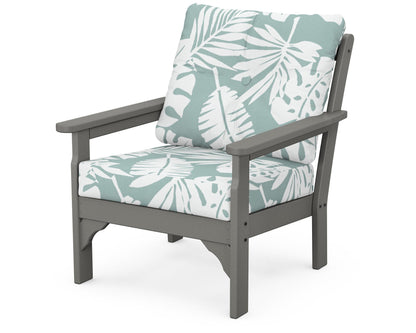 POLYWOOD Vineyard Deep Seating Chair in Slate Grey / Leaf Glacier Spa
