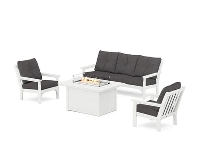 POLYWOOD Vineyard Deep Seating Fire Pit Table Set