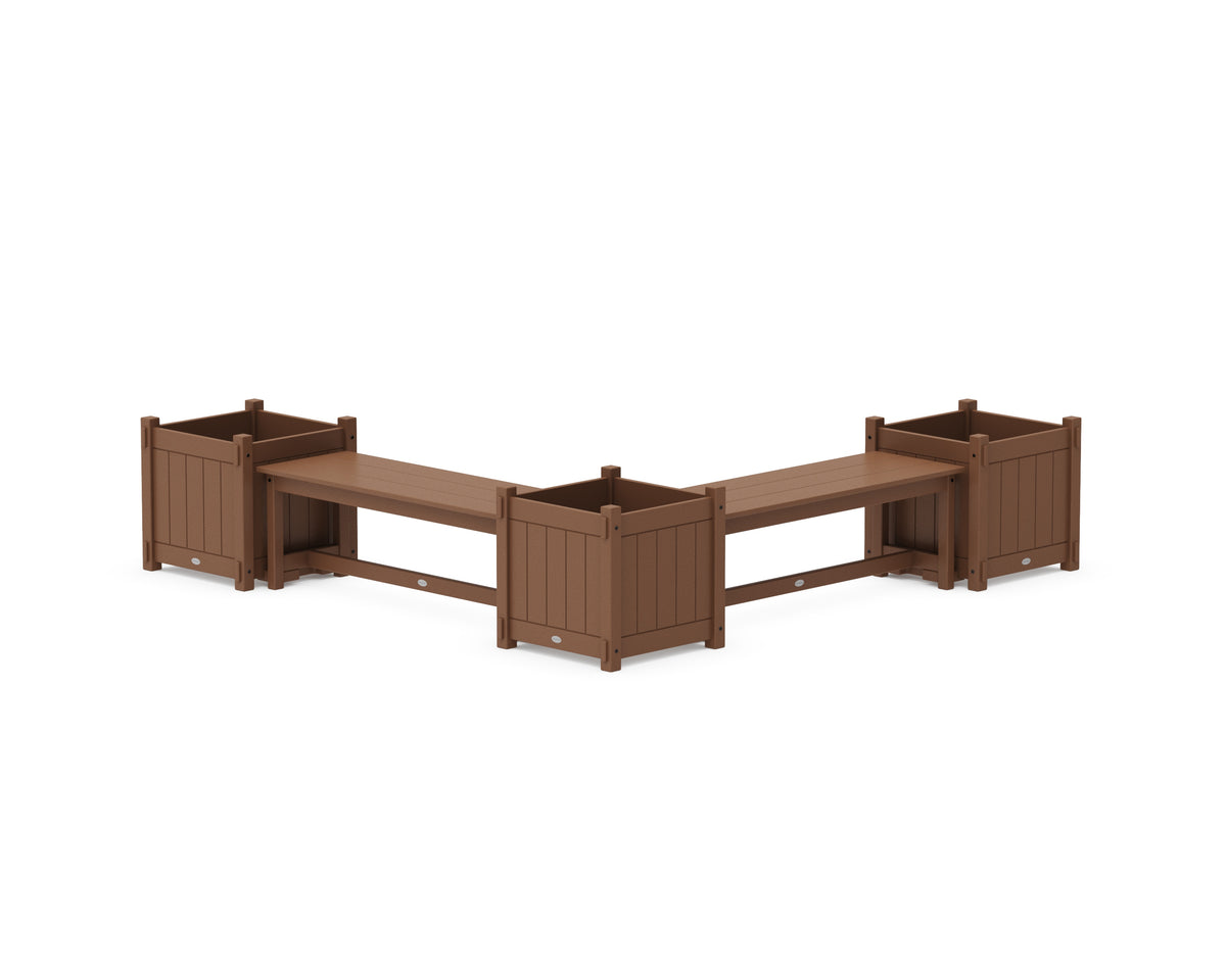 POLYWOOD 48" Vineyard L-Shaped Planter Bench Corner Set - Large in Teak