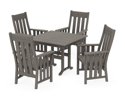 POLYWOOD Acadia 5-Piece Farmhouse Dining Set in Driftwood