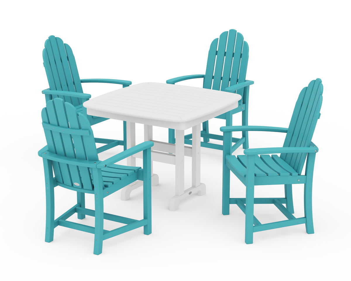 POLYWOOD Classic Adirondack 5-Piece Dining Set in Aruba / White
