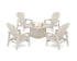 POLYWOOD 5-Piece Nautical Grand Upright Adirondack Conversation Set with Fire Pit Table in Sand