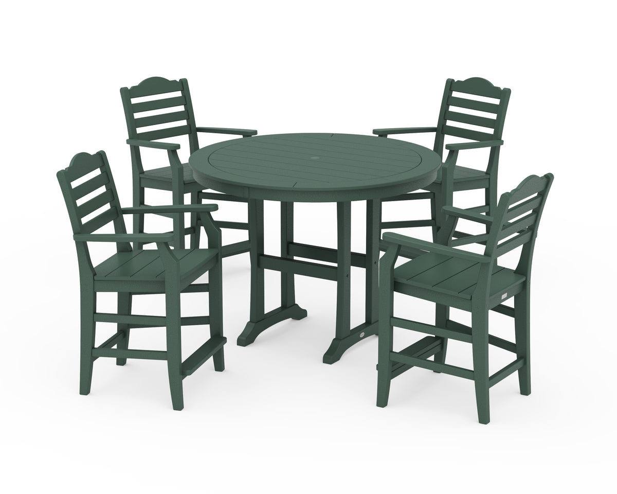 POLYWOOD Savannah 5-Piece Round Counter Set in Green