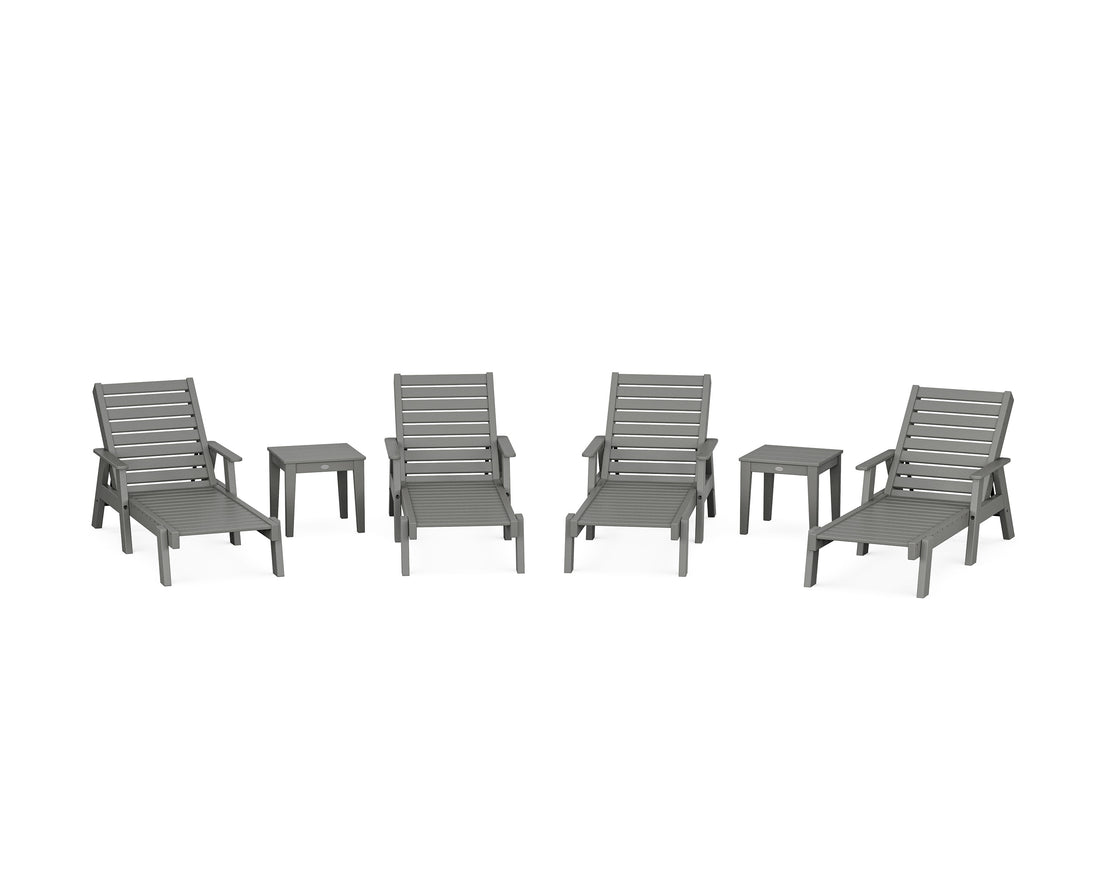 POLYWOOD Captain Chaise 6-Piece Set with Arms in Slate Grey