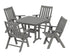 POLYWOOD Vineyard Folding Chair 5-Piece Dining Set - 37" Table in Slate Grey