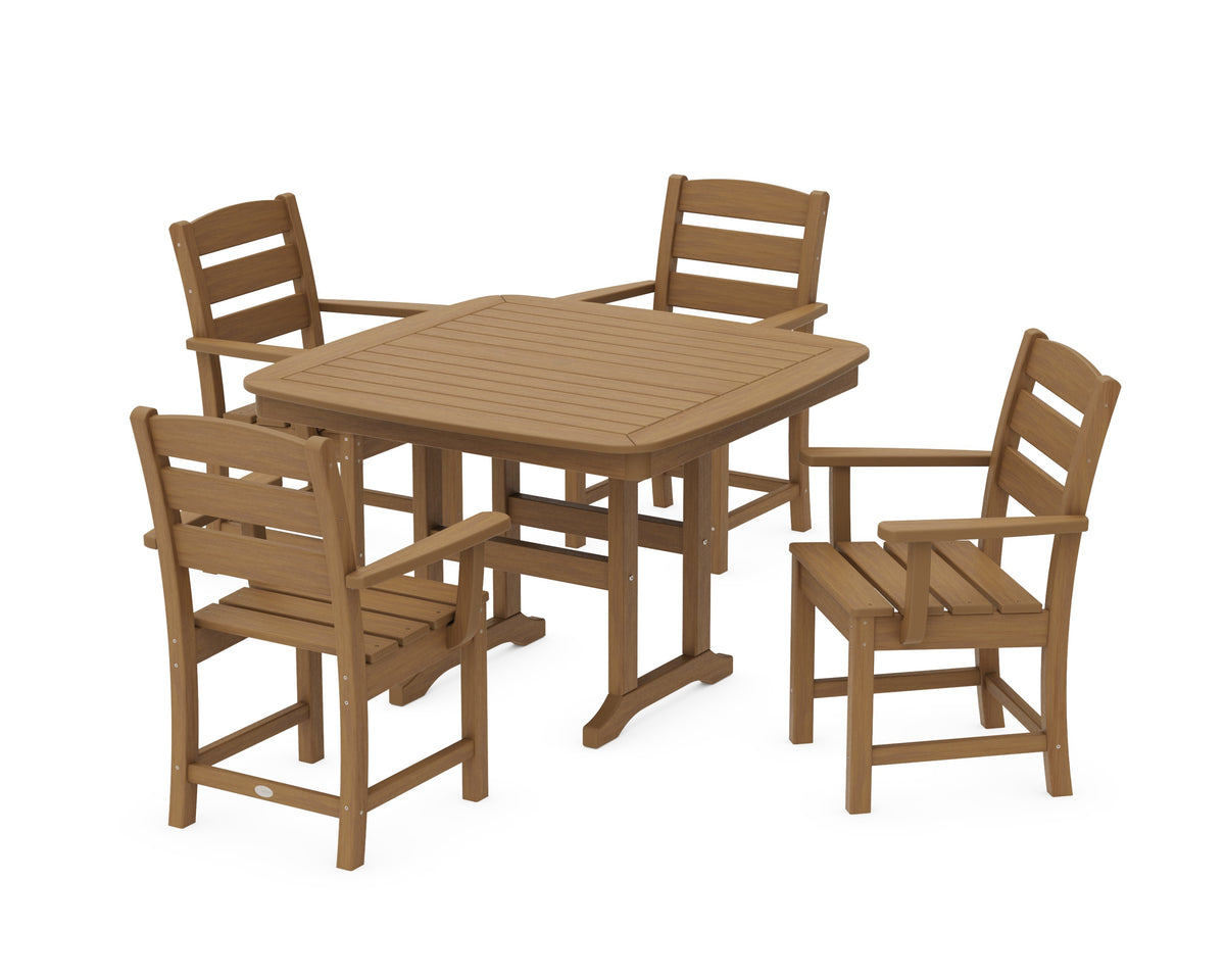 POLYWOOD Lakeside 5-Piece Dining Set with Trestle Legs - 44" Table in Natural