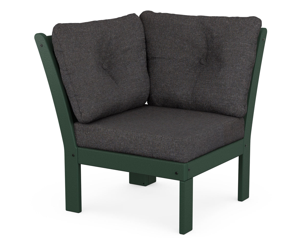 POLYWOOD Vineyard Modular Corner Chair in Green / Ash Charcoal