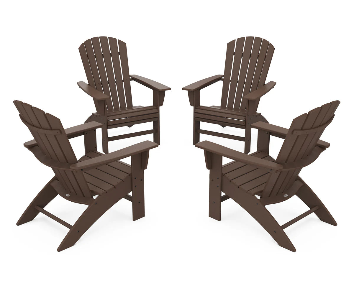 POLYWOOD 4-Piece Nautical Curveback Adirondack Chair Conversation Set