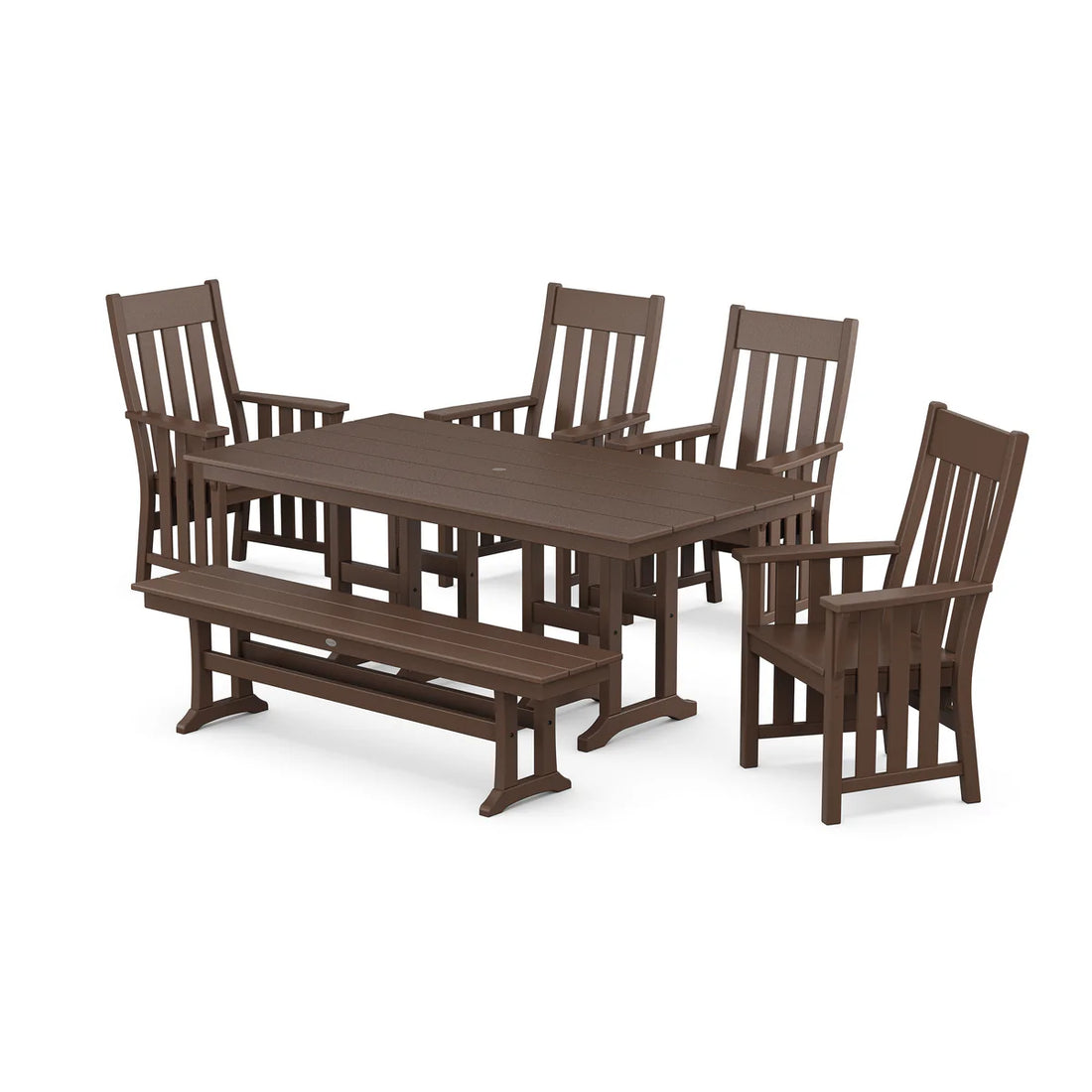 POLYWOOD Acadia 6-Piece Farmhouse Dining Set with Bench