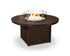 Brown fire pit table with glass cover on a white background
