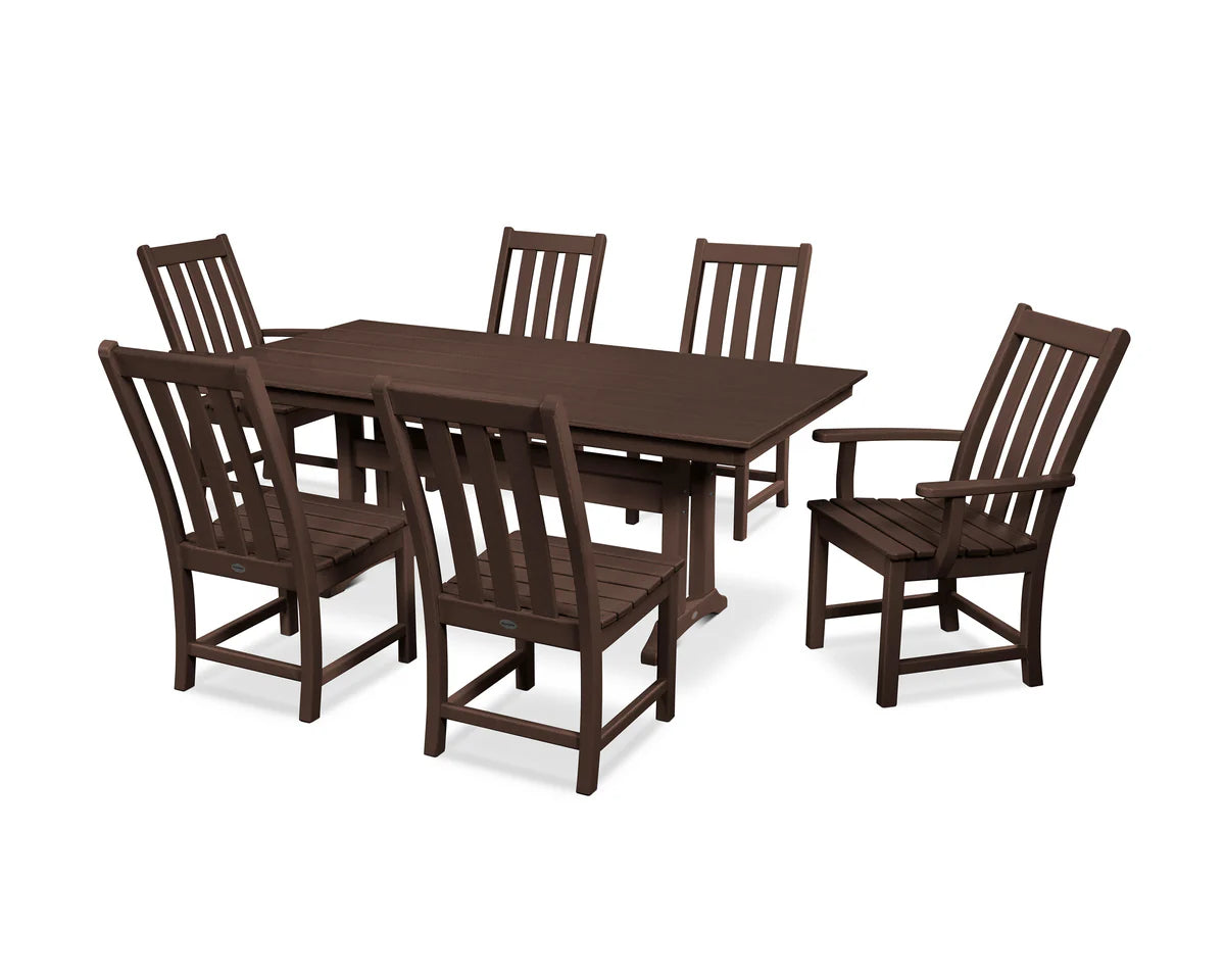 POLYWOOD Vineyard 7-Piece Farmhouse Dining Set with Trestle Legs