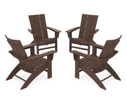 POLYWOOD 4-Piece Modern Curveback Adirondack Conversation Set
