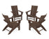 POLYWOOD 4-Piece Modern Curveback Adirondack Conversation Set in Mahogany