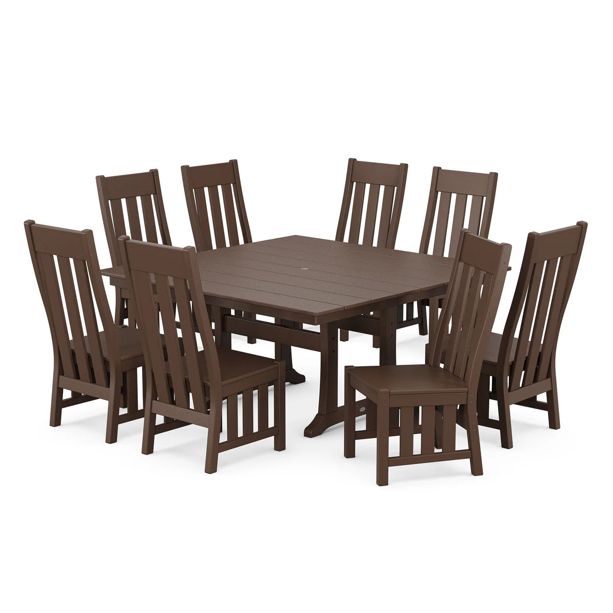 POLYWOOD Acadia Side Chair 9-Piece Square Farmhouse Dining Set with Trestle Legs