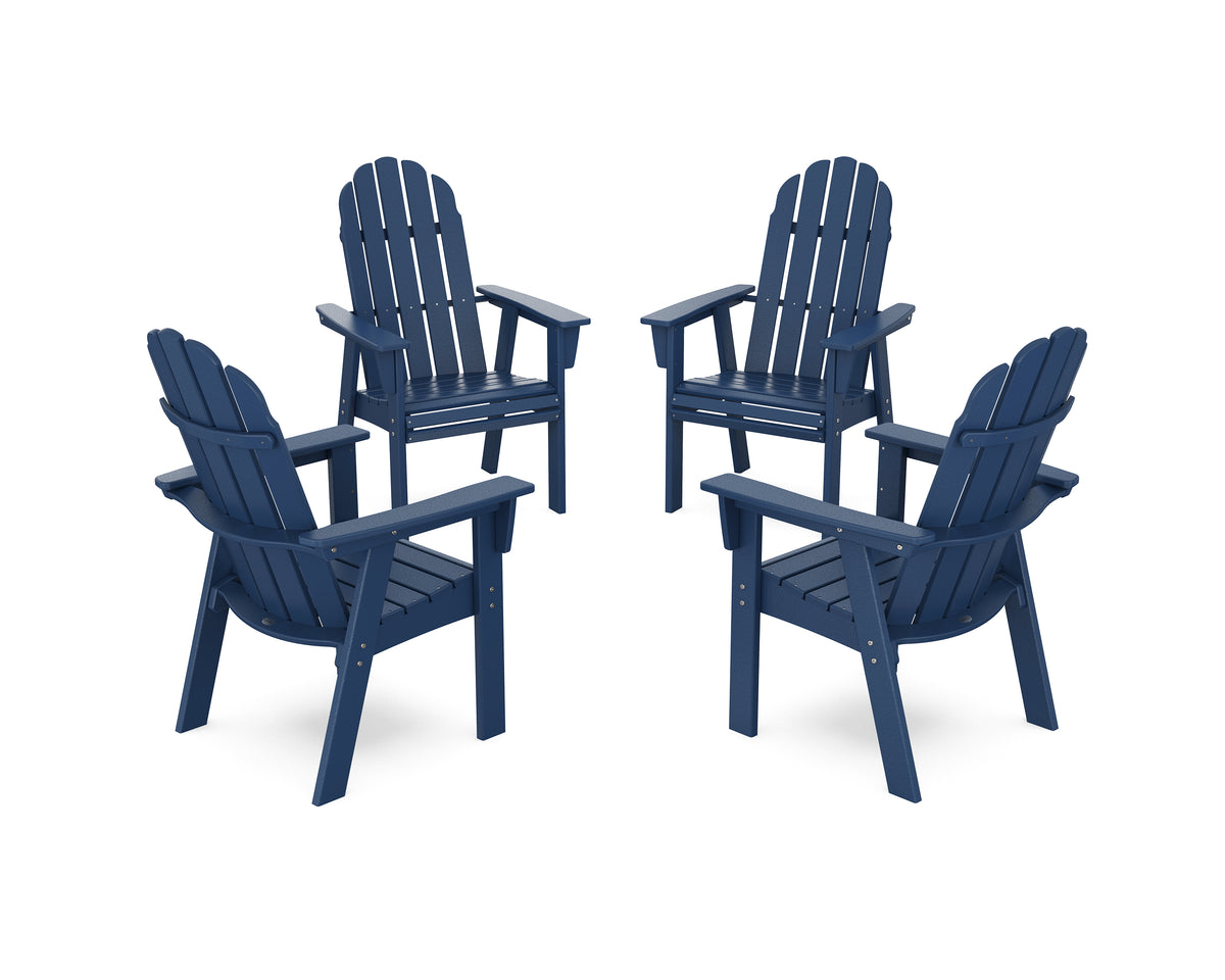 POLYWOOD Vineyard 4-Piece Curveback Upright Adirondack Conversation Set in Navy