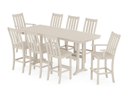 POLYWOOD Vineyard 9-Piece Bar Set with Trestle Legs in Sand