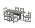 POLYWOOD EDGE Sling 7-Piece Farmhouse Trestle Dining Set in Slate Grey / Birch