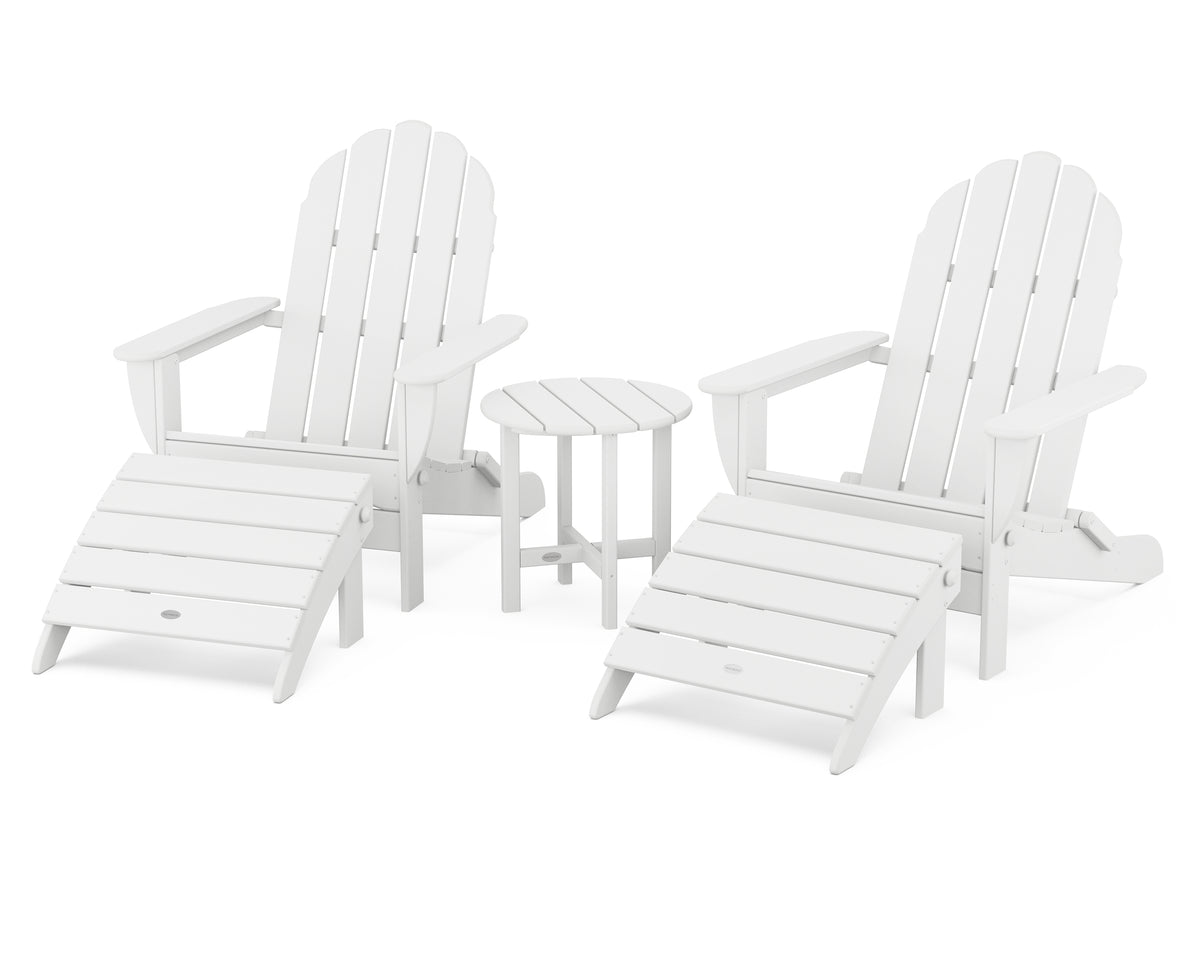 POLYWOOD Classic Oversized Adirondack 5-Piece Casual Set in White