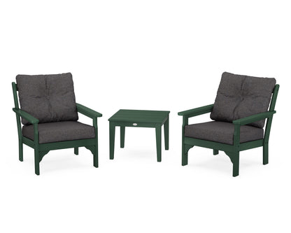 POLYWOOD Vineyard 3-Piece Deep Seating Set in Green / Ash Charcoal